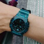 CASIO 卡西歐 G-SHOCK 藍牙連線 碳纖維核心防護雙顯手錶-土耳其藍 GA-B001G-2A, , large