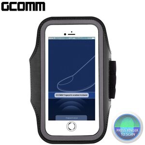 GCOMM SPORT 指紋辨識 萊卡透氣親膚 iphone 13 mini /8/7/6  運動臂帶保護套 運動黑
