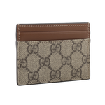 GUCCI GG Supreme塗層帆布及皮革4卡名片夾/卡片夾(棕色), , large