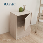 2-Tier Cube Bookcase with Magnetic Doors, , large