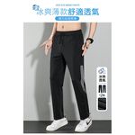 大尺碼-印花 排汗 束口 冰絲長褲-黑/深灰-0204196, , large