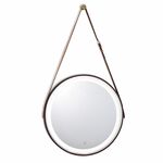 【H&R安室家】 里昂皮帶 智能LED發光觸控燈鏡(掛鏡/浴鏡/化妝鏡/鏡子) ZA0200, 咖啡色, large
