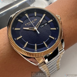 [星晴錶業]COACH手錶,44mm,CH00222寶藍色錶面金色錶殼金銀相間精鋼錶帶款
