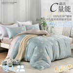 【Betrise貝翠絲】草泥馬樂園-藍 | C量能系列 100%奧地利天絲™光淬石墨烯四件式兩用被床包組-雙人, , large