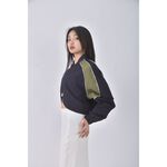 (M) mosaic質感修身短版跳色藍色外套二手衣, , large