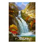 【御畫房】高山飛瀑 國家一級畫師手繪油畫60×90cm(VF-106), , large