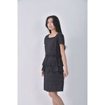 (S) perng yuh質感亞麻棉質收腰藍色綁帶洋裝二手衣, , large