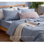 DUYAN竹漾 芬蘭撞色設計-單人/雙人/加大床包被套組-愛麗絲藍 台灣製, , large