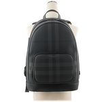 BURBERRY Rocco 格紋帆布及牛皮拉鍊口袋後背包/炭灰色, , large
