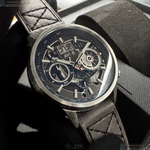 [星晴錶業]新品牌手錶,46mm,AV52664寶藍色機械鏤空錶面銀錶殼深灰真皮皮革錶帶款, , large