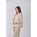 (S) double coco j韓牌低胸杏色長袖上衣二手衣, , large