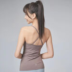YOGA FLOW Barbie Tank - 細肩帶側邊簍空長版上衣 - 茶褐 Bark, , large