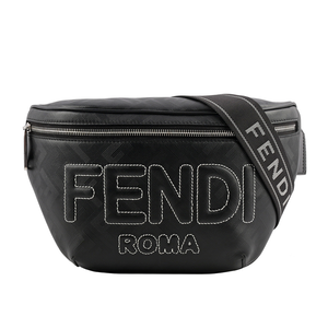 FENDI FF Logo Shadow 皮革腰包/黑色