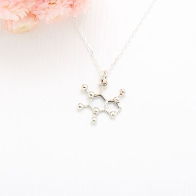 【Angel & Me】咖啡 咖啡因 分子 化學符號 s925 純銀 項鍊 聖誕節 情人節 禮物