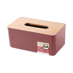 簡約木蓋衛生紙盒-玫紅色