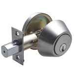 輔助鎖 加安牌 不銹鋼磨砂銀D261 卡巴鎖匙 防盜鎖 適用鋁 硫化銅門 木門 大門 一般房門, , large