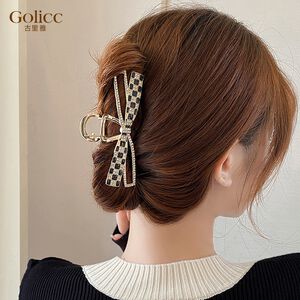 【Gulicc】古莉可 髮夾 格子鑲鑽鯊魚夾