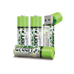 【GREENON】USB充電環保電池(AA/3號)-4入 鎳氫電池