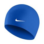 NIKE 成人矽膠泳帽 比賽 競賽 訓練 游泳 運動 簡約 素色 通用尺寸 低過敏 彈性 舒適 矽膠 貼合 耐用 黑 藍, 黑, large