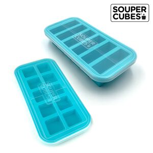 官方直營【Souper Cubes】 多功能食品級矽膠保鮮盒_湖水綠3件組(6格+10格+10格)