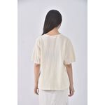 (L) poly lulu質感V領杏色短袖上衣二手衣, , large