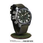 elegantsis 愛樂時 JF48QS-陸海空三軍大錶徑三眼計時手錶-陸軍綠/48mm ELJF48QS-OG05L, , large