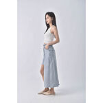 (M) 丹寧牛仔不規則藍色長裙二手衣, , large