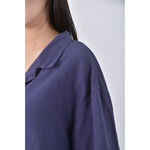 (2XL) uniqlo質感亞麻棉質素面藍色短袖上衣二手衣, , large