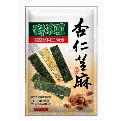 [箱購]野菜園海苔堅果三明治(杏仁芝麻)60g克 x 8Bag袋