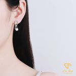 【CF鑽飾】耳環 天然淡水珍珠X莫桑鑽《銀結相擁》6.5mmx21分, , large