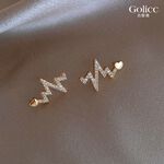 【Gulicc 】古莉可 耳環 心金色閃電耳釘, , large