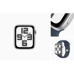 Apple Watch SE2 GPS ; 44mm銀色鋁金屬錶殼搭配藍色運動錶帶S/M _ 台灣公司貨 + 錶貼＋錶套, , large