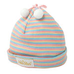 彩虹馬卡龍彈性嬰兒帽-純棉彈性羅紋、絨球, , large