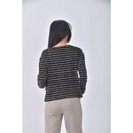 (L) t parts質感棉質條紋黑色長袖上衣二手衣, , large