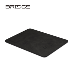 iBRIDGE 10W+Apple 7.5W Fast Charge Qi Wireless Charging Leather Mouse Pad - Black