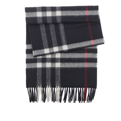 BURBERRY 基本款經典格紋喀什米爾圍巾/海軍藍