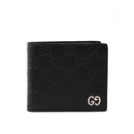 GUCCI GG LOGO牛皮壓紋二折對開短夾/黑色, , large