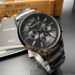 [星晴錶業]ARMANI手錶,42mm,AR00019黑色錶面銀錶殼銀色精鋼錶帶款, , large