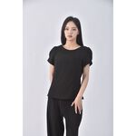 (S) eyescream質感圓領黑色短袖上衣二手衣, , large