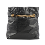 BALENCIAGA CRUSH 金鍊小牛皮小款肩背/斜背托特包/黑色, , large