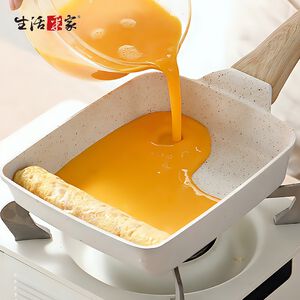 SHCJ不沾玉子燒鍋早餐鍋【18cm】淺米白 IH爐鍋具 不沾鍋煎鍋