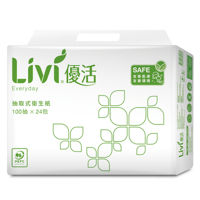 [箱購]優活抽取式衛生紙100PC抽24包 x4串/箱