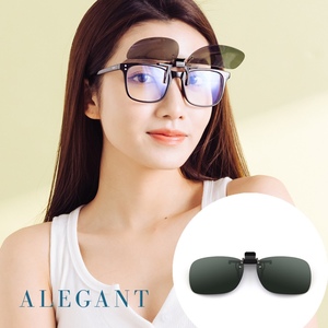 經典森綠感可掀夾式寶麗來偏光太陽眼鏡/UV400墨鏡/MIT/上掀夾片/外掛夾式鏡片〔ALEGANT〕