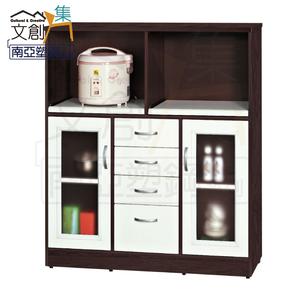 【文創集】尼爾 環保3.6尺南亞塑鋼二門四抽餐櫃/收納櫃(客約商品)