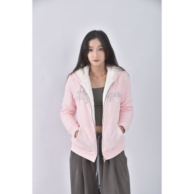 (M) tommy hilfiger棉質內刷毛連帽粉色外套二手衣