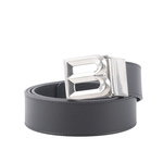 BALLY B-BUCKLE 3.5cm 銀釦小牛皮皮帶/黑色, , large