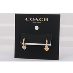 COACH 水鑽愛心墜飾及C Logo 圓弧針式耳環/金色, , large