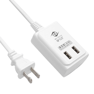 [寶旺旺]威電 2USB智慧快充3.4A充電 電源線組6尺/1.8M(延長線 防火 台灣製 可出國用 附魔鬼氈束線帶) WT-1311U