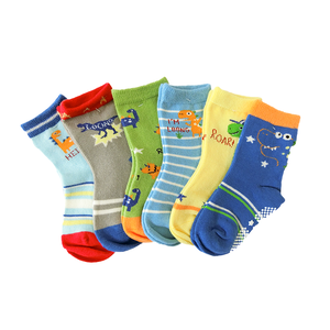 Kaimei Cotton] MIT Made in Taiwan Pure Cotton Anti-Slip Children's Socks Jurassic Park Style 9-13cm-8 Pairs