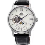 ORIENT 東方錶 Sun & Moon 系列 小鏤空日月相機械錶-銀x黑/42mm RA-AS0011S, , large